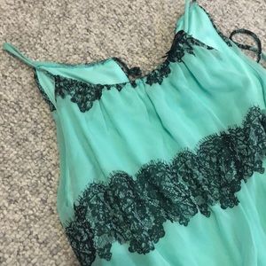 black and mint ankle length dress